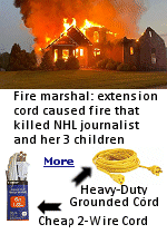 The Minnesota State Fire Marshal's Office said its findings in the investigation into the White Bear Lake fire that killed NHL journalist Jessi Pierce and her three children was accidental and likely caused by an ungrounded extension cord. The family dog also died. Fire Chief Greg Peterson said the fire was the worst loss of life in the history of his department. The fire originated in a room which didn't have an outlet, and an ungrounded extension cord from another room was used to provide power.